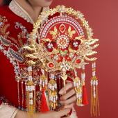 团扇新娘结婚diy材料包中式 古风高级婚礼秀禾服重工双面双色喜扇