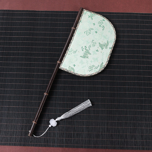 蝴蝶刀扇天然紫竹长柄中式便面扇