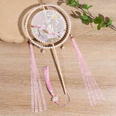 手工团扇古风汉服复古扇子长短柄刺绣花双圈宫扇舞蹈拍照中国风