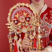 团扇新娘结婚diy材料秀禾婚礼喜扇婚扇高级出嫁扇子成品中式 新婚