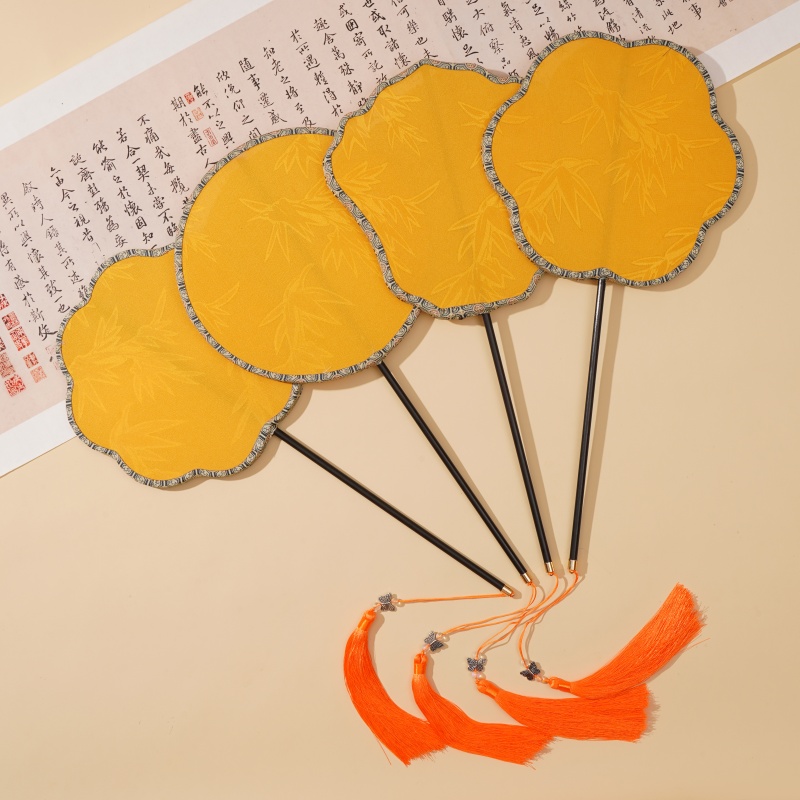 古风梅花竹叶扇汉服配饰百搭圆扇