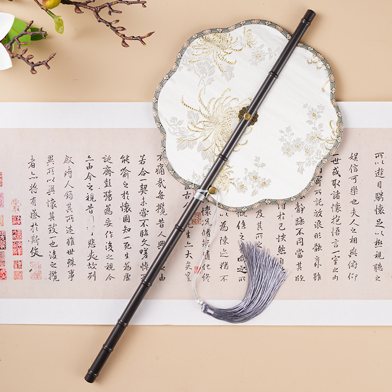 彼岸花紫竹腰扇可卷曲折叠扇子