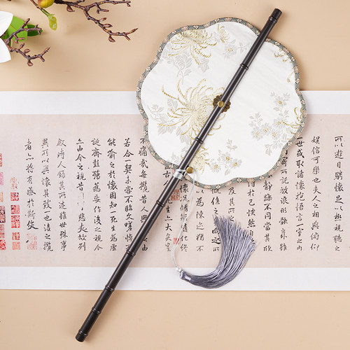 彼岸花紫竹腰扇可卷曲折叠扇子