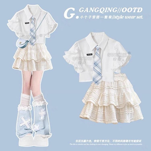 暑期热门穿搭学院风jk制服短裙套装女夏季2025巨好看的掐腰连衣裙