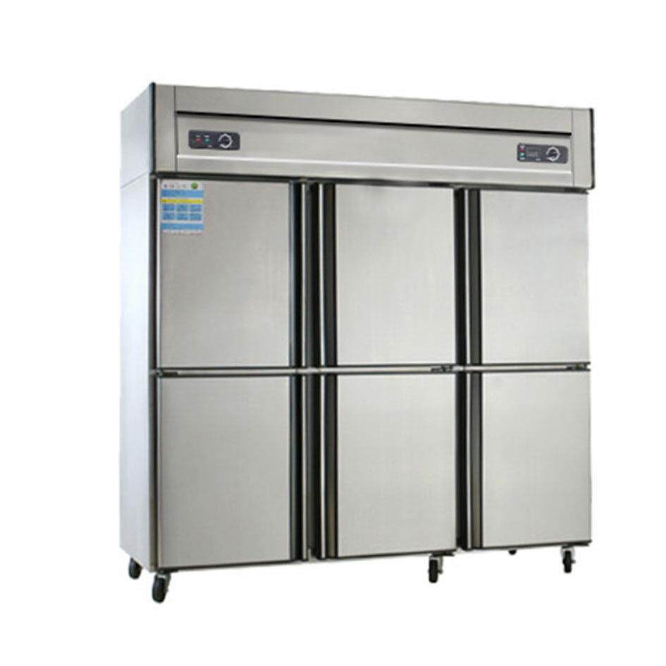 杭宝六门冰箱冷藏冷冻双温冰柜工程款食堂酒店厨房商用不锈钢冷柜