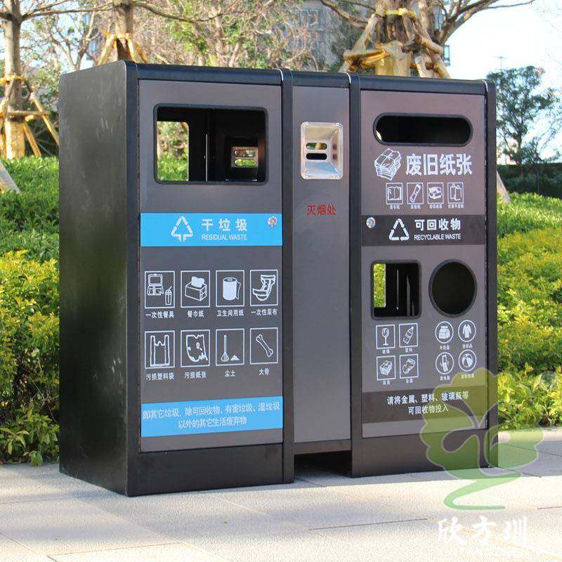 户外上海城市市政街道小区喷粉不锈钢分类垃圾桶两连体金属果皮箱,基础建材,不锈钢垃圾桶,淘宝优惠券,粉丝福利购,淘宝优惠卷