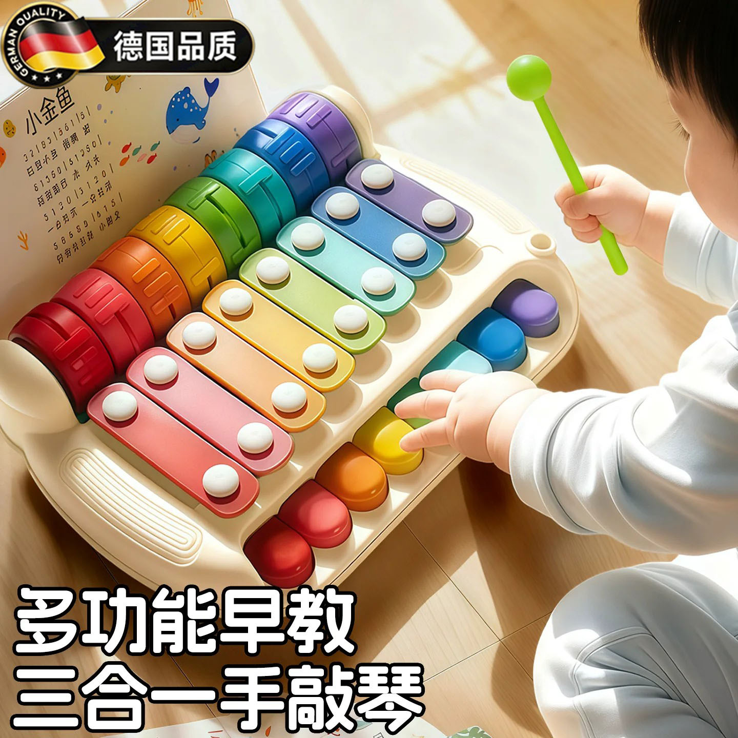 德国进口婴儿玩具八音手敲琴玩具
