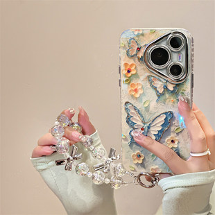 油画蝴蝶花朵适用华为pura70pro手机壳高级感小众2026新款镜头全包女款带挂绳p70Pro+十外壳P60Por保护套P50