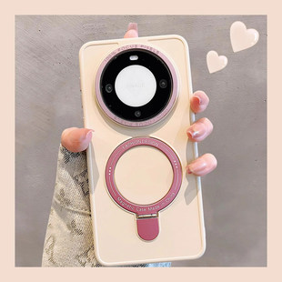 外壳mete60Por纯色保护套Mate 十简约女款 磁吸支架适用华为mate70pro手机壳202新款 高级感金属镜头mate70pro