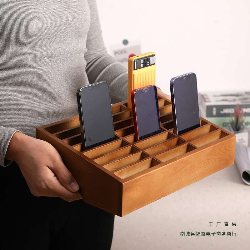手机收纳盒多格办公室会议保管置物架卡片存放管理钢化膜壳自律箱