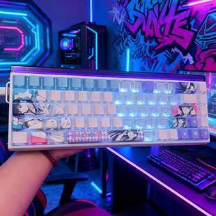 散华礼弥黑白侧刻键帽透明键帽白色黑色透光高颜值适配6065687587