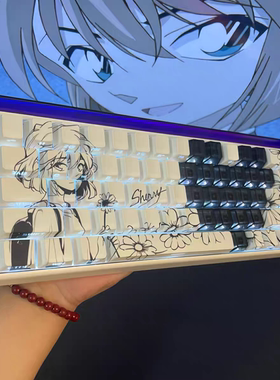 灰原哀3.0键帽黑色透明侧刻字符透光客制化适配ace醉鹿迈从687587