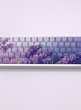 文绍紫藤花键帽侧刻透光键帽热升华适配Wooting磁轴无线机械键盘