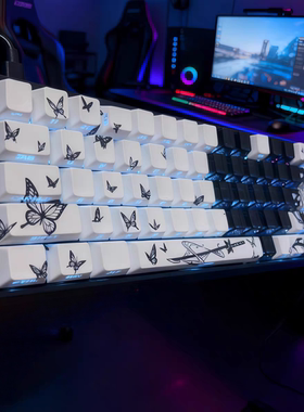 鬼灭之刃蝴蝶忍侧刻键帽爱心黑色透明动漫美女颜值适配6065687587