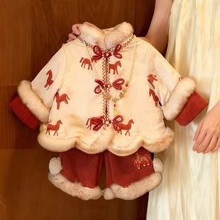 女童拜年服冬装儿童国风新中式套装宝宝周岁抓周礼服过年喜庆衣服