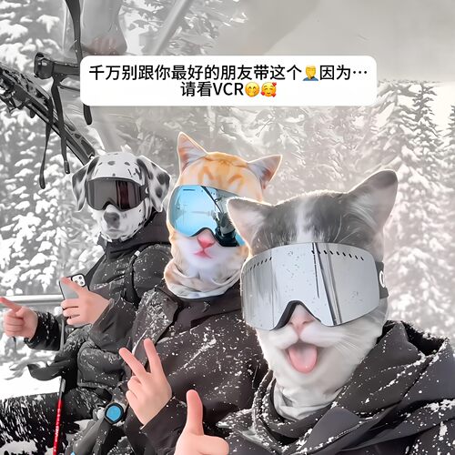 猫咪滑雪面罩冬季户外防风保暖脖套登山装备全包围头戴式保护脸罩