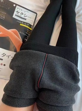 秋冬加绒保暖打底裤女棉竖条1900D高腰显瘦330g棉裤日本羊脂袜棉