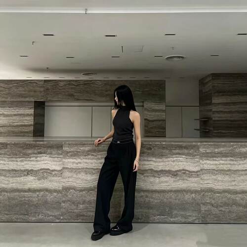 金智秀同款女直筒速干运动长裤