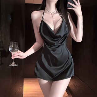 性感睡裙高级胸链绑带激情镂空禁欲透视御姐内衣情调诱惑纯欲套装