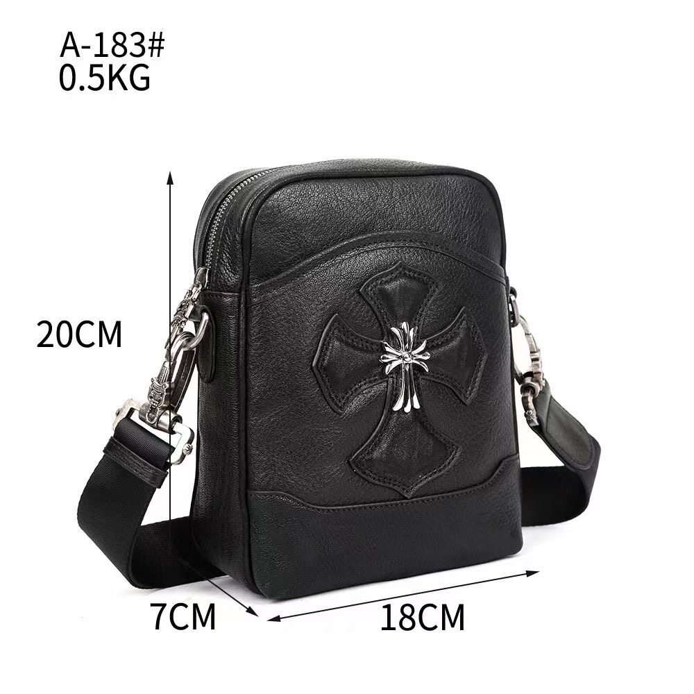 thumbnail for Leather casual style trendy crossbody bag, fashionable and versatile cross, high-value dual-purpose vertical chest bag, first layer of cowhide