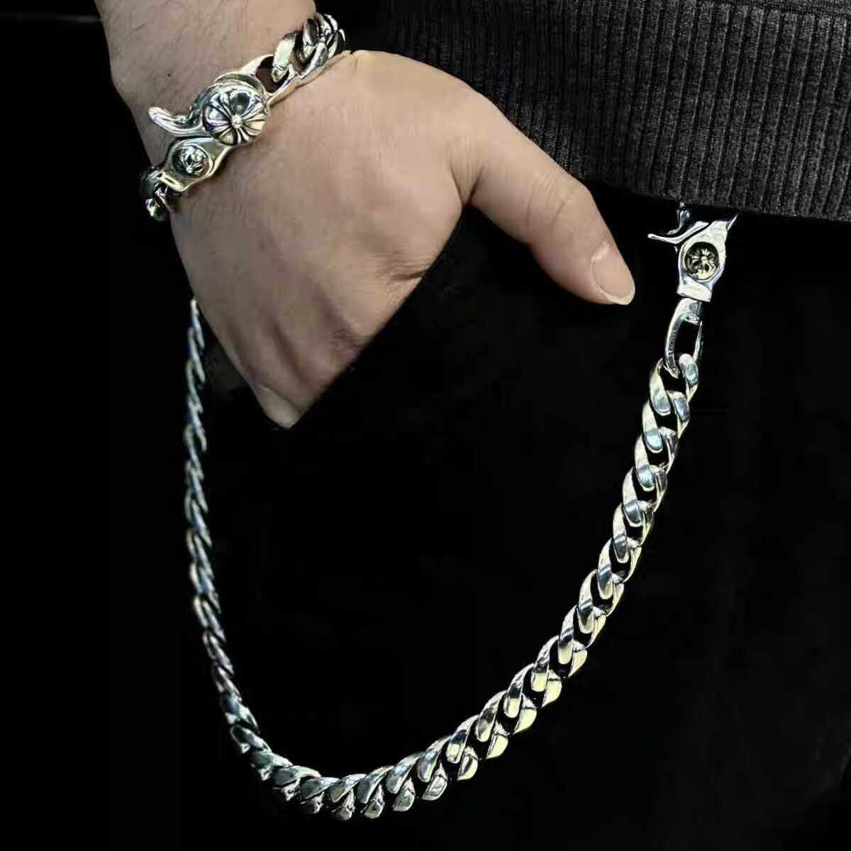PUNK PERSONALITY LOBSTER BUCKLE TROUSER CHAIN DOMINEERING EUROPEAN AND AMERICAN RETRO TIDE MENS BAG CHAIN PENDANT HIP HOP PUNK
