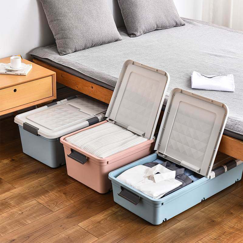现货速发床底收纳箱滑轮棉被衣物储物盒整理神器扁平塑料密封床下,收纳整理,收纳箱,淘宝优惠券,粉丝福利购,淘宝优惠卷