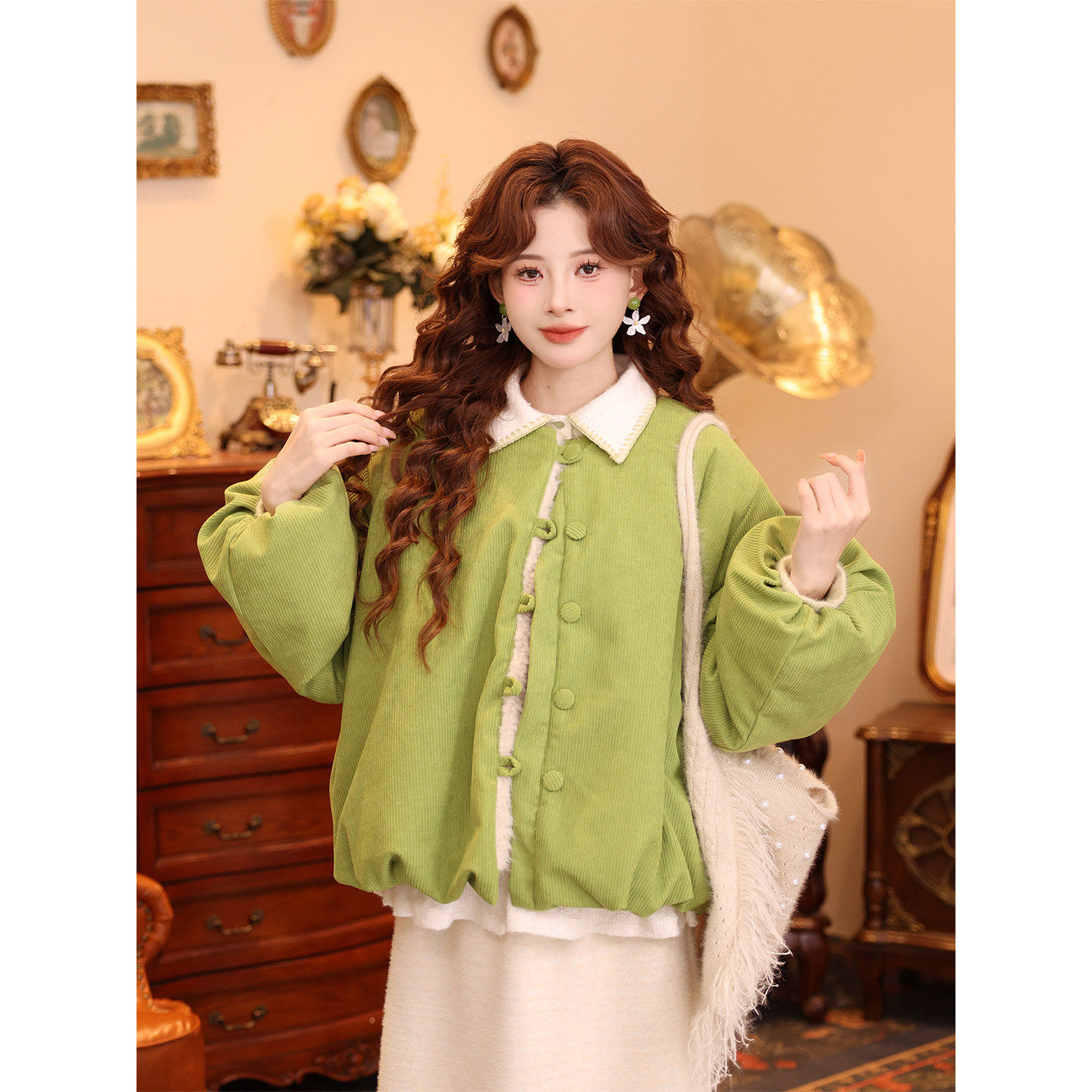 温舒敏【冬日多巴胺】复古圆领双面穿灯芯绒外套女冬季小个子棉服,个性定制/设计服务/DIY,棉服工装,淘宝优惠券,粉丝福利购,淘宝优惠卷