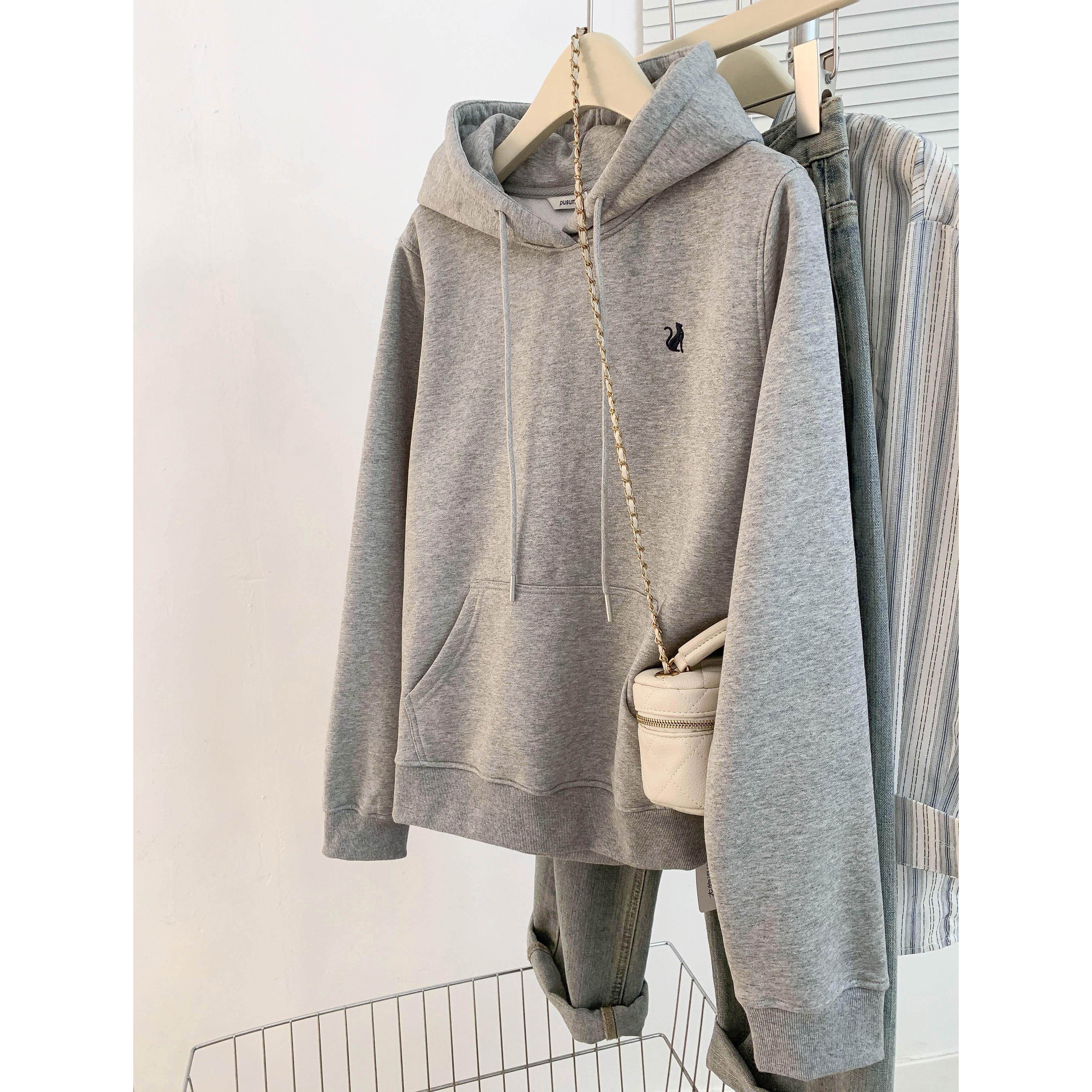 连帽灰色卫衣女2025新款秋冬宽松加绒加厚巨好看小个子时尚上衣潮