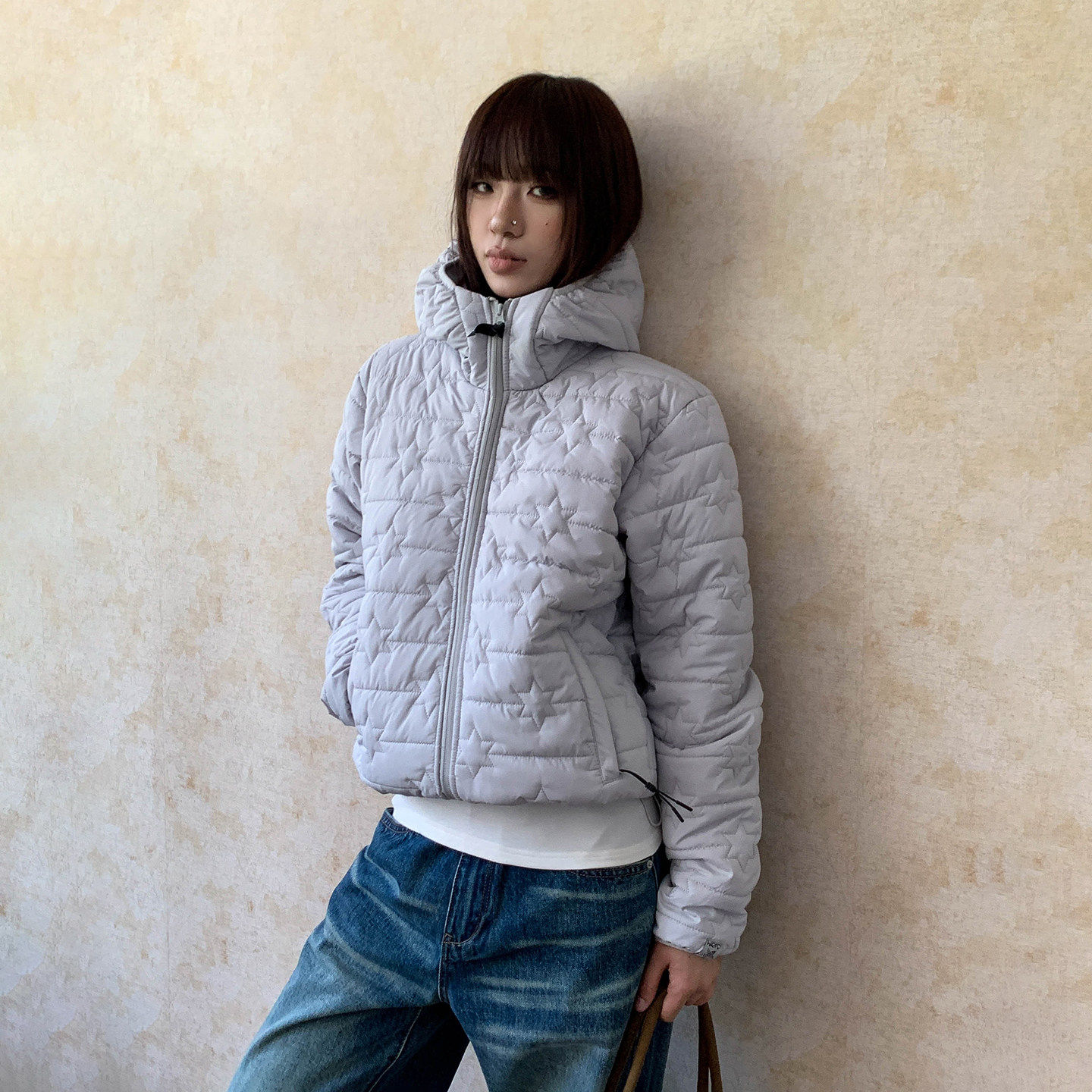 Apocket美式冬季多巴胺星星印痕排骨棉服女轻量化加厚连帽棉袄潮,个性定制/设计服务/DIY,棉服工装,淘宝优惠券,粉丝福利购,淘宝优惠卷