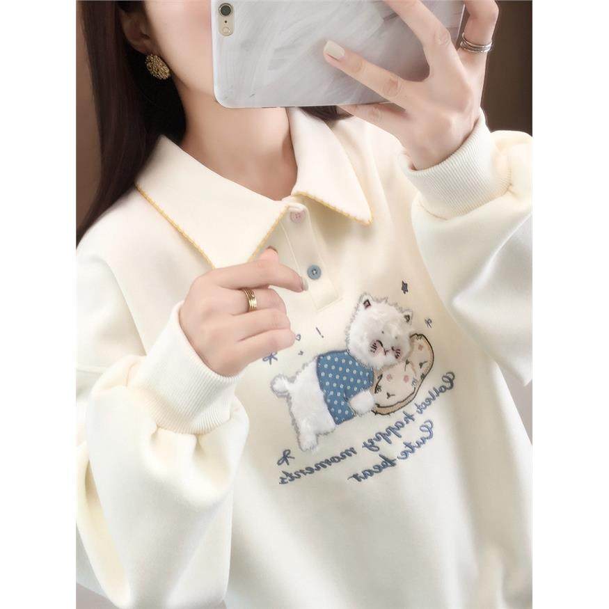 秋季2025新款爆款假两件上衣女POLO领女士卫衣洋气外套冬装小个子,女装/女士精品,卫衣/绒衫,淘宝优惠券,粉丝福利购,淘宝优惠卷