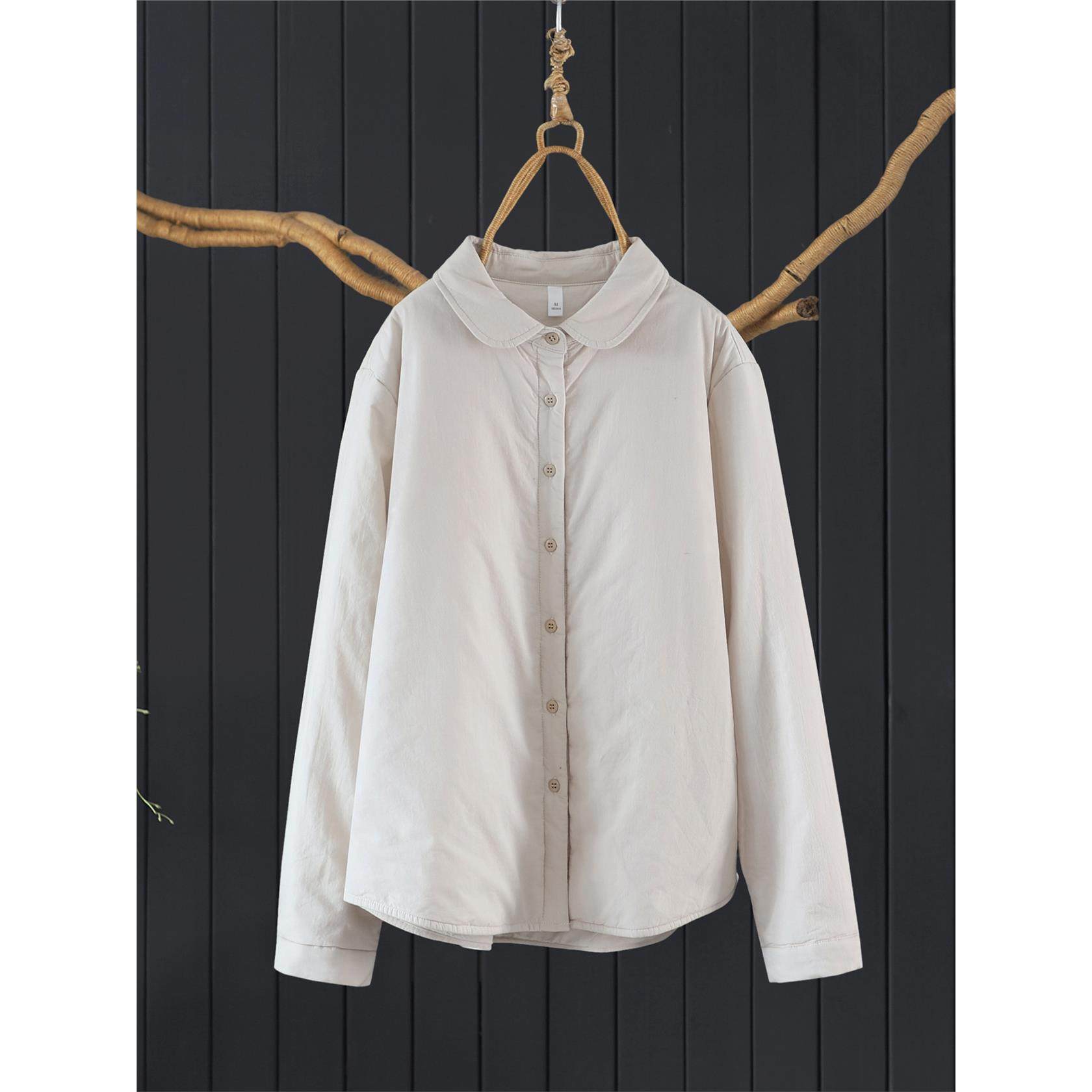 冬季简约文艺翻领长袖夹棉款衬衫上衣显瘦纯色打底衬衣棉衣棉服女,个性定制/设计服务/DIY,棉服工装,淘宝优惠券,粉丝福利购,淘宝优惠卷