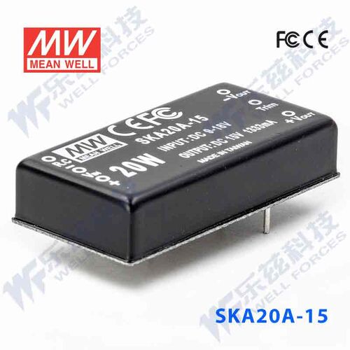 明纬12V变15V电源20W SKA20A-15 9-18V转15V1.333A DC-DC输出