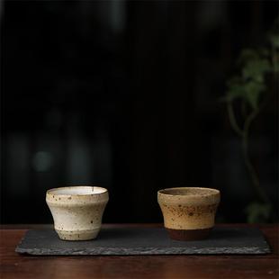 黄白岩泥茶杯景德镇纯手工陶瓷茶具复古粗陶品茗杯普洱单杯主人杯