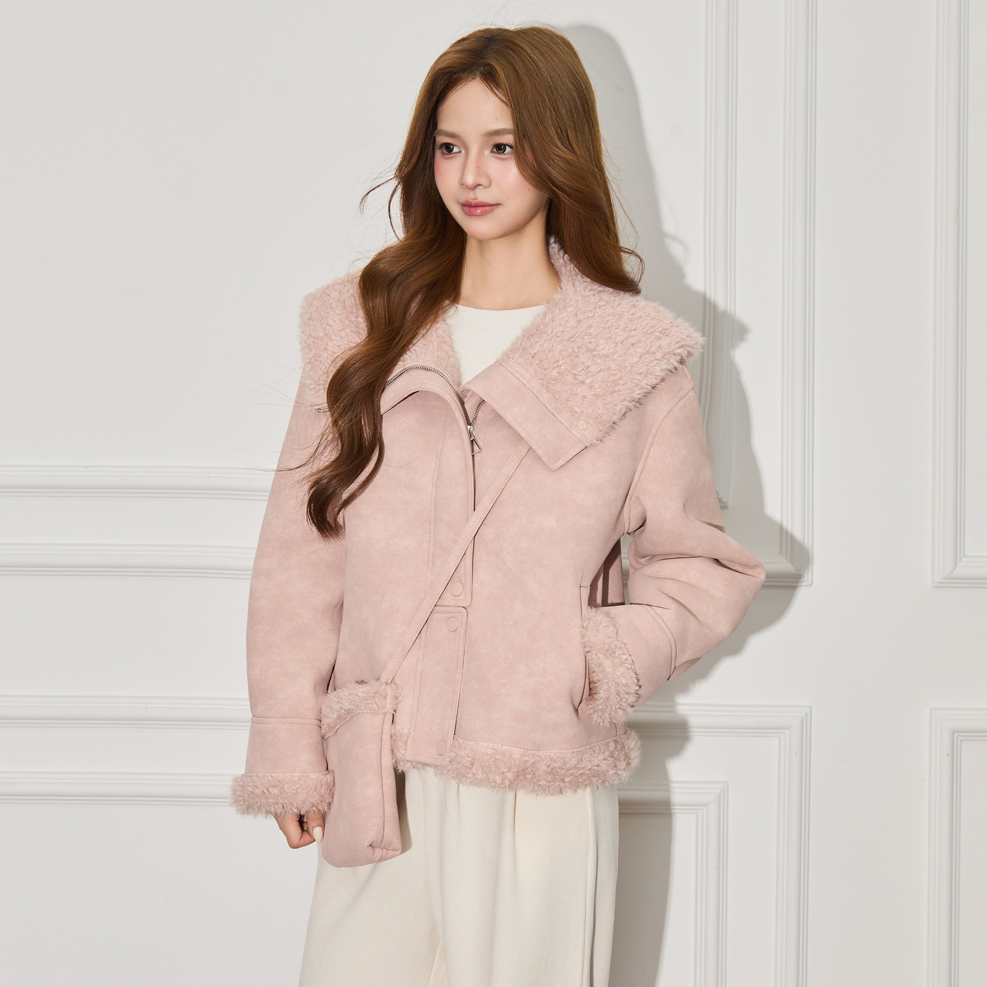 温柔风羊羔毛洋气海军领外套女秋冬保暖气质粉色夹克短款宽松型,女装/女士精品,短外套,淘宝优惠券,粉丝福利购,淘宝优惠卷