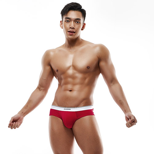 【拍3条89】Asianbum50支螺纹棉透气纯色男U凸低腰三角裤潮流