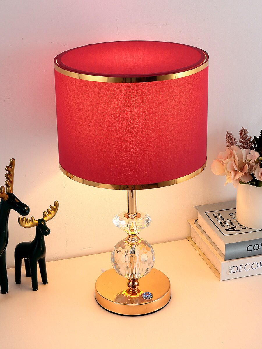 灯结台灯灯婚房头灯陪嫁红床色长婚明卧室喜223调光充电台灯礼物