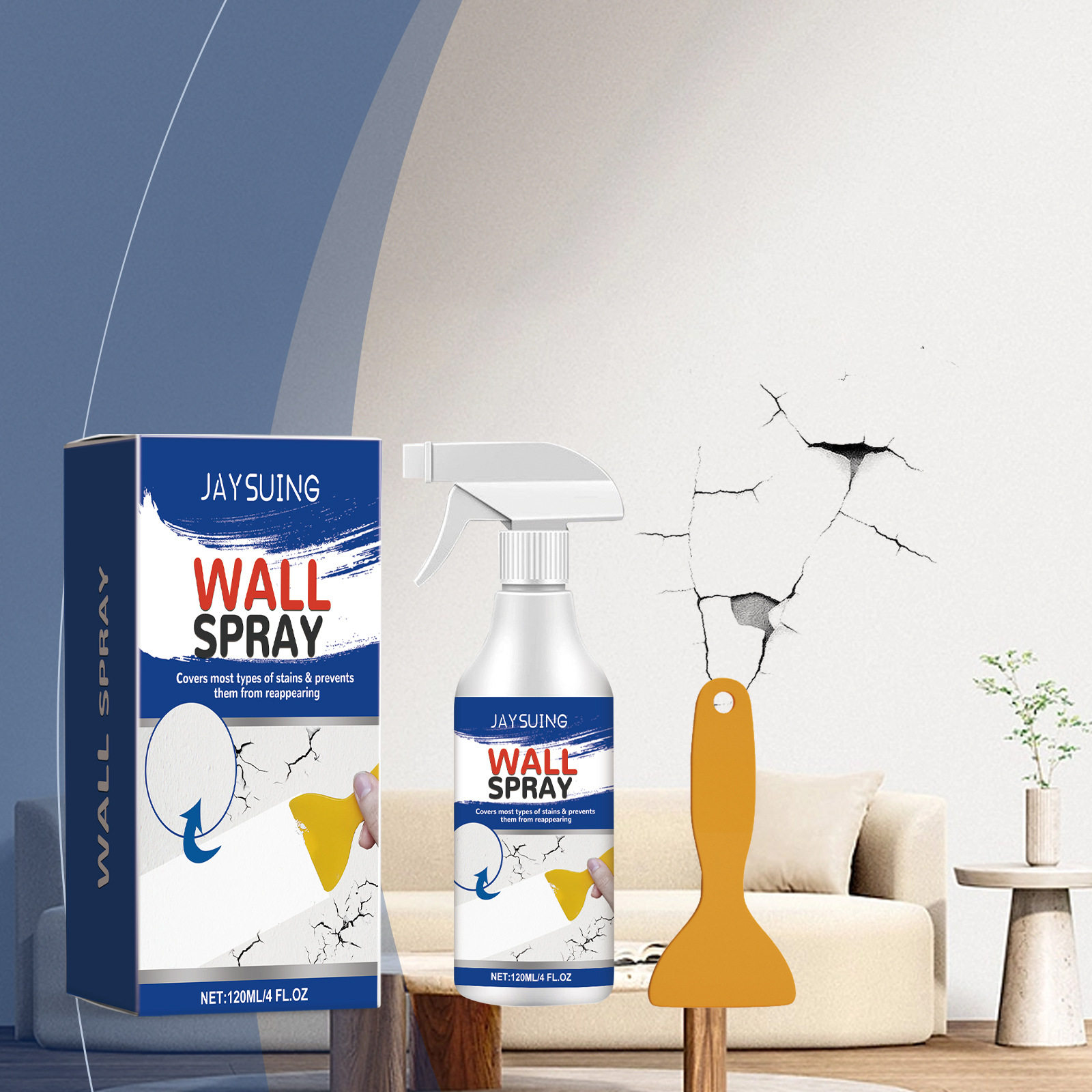 Wall Repair Spray Paint Stain Removal Waterproof Sunlight Re - 实物图