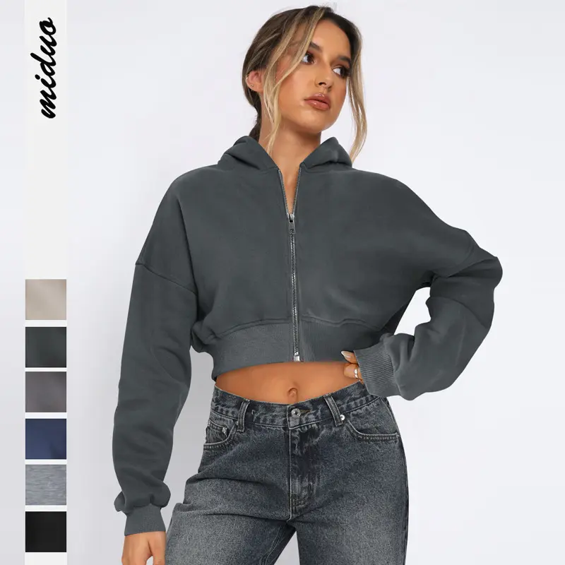 街头长袖上衣抓毛拉链开衫连帽