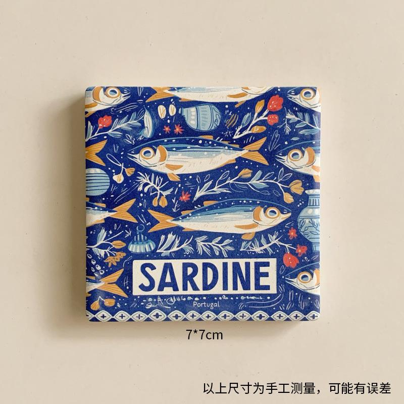 葡萄牙SARDINE彩绘陶瓷冰箱贴沙丁鱼磁贴世界旅游纪念品伴手礼物