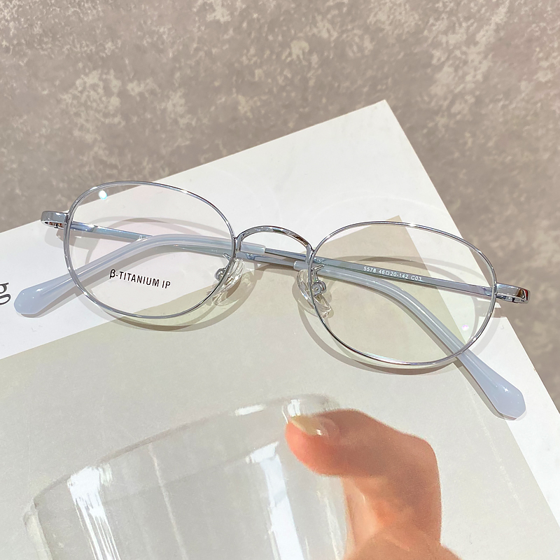 小圆钛合金近视眼镜框架女潮男百搭可配变色有高度数防蓝光平光