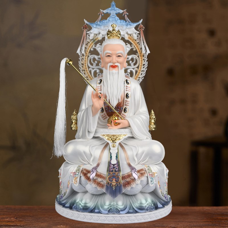 太上老君神像汉白玉三清像道德天装饰摆件