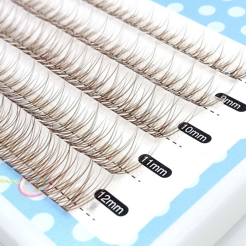 萌睫尚品焦糖色鱼尾嫁接假睫毛多尺寸混合装大容量眼睫毛8-12长度
