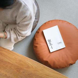 家用圆形榻榻米茶几小垫子打坐飘窗加厚 皮质蒲团坐垫地上坐墩日式
