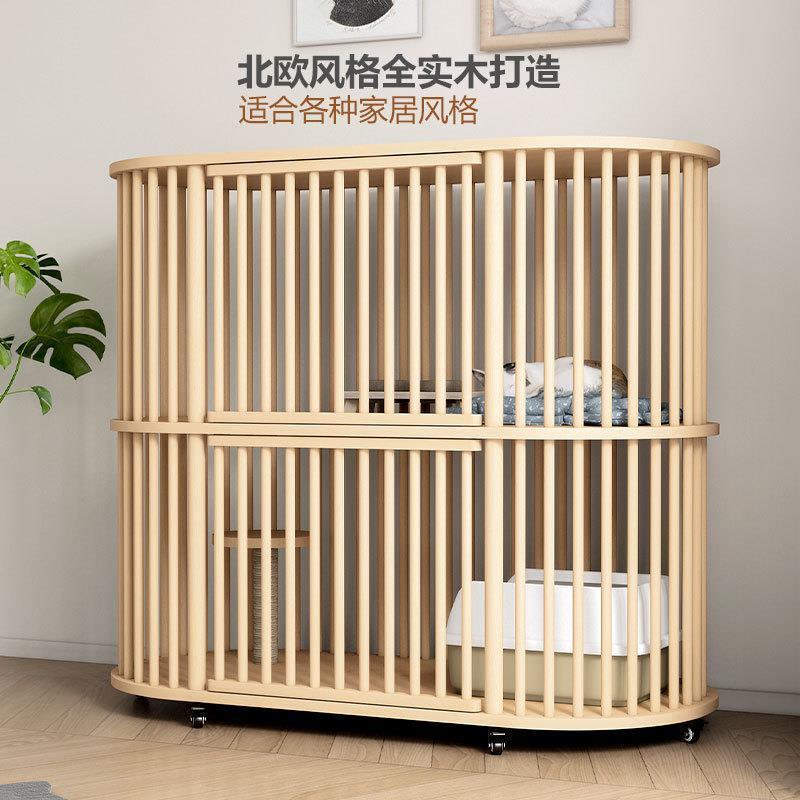 猫别墅实木猫笼子超大空间猫舍家用双层豪华圆形猫柜猫笼定制猫房