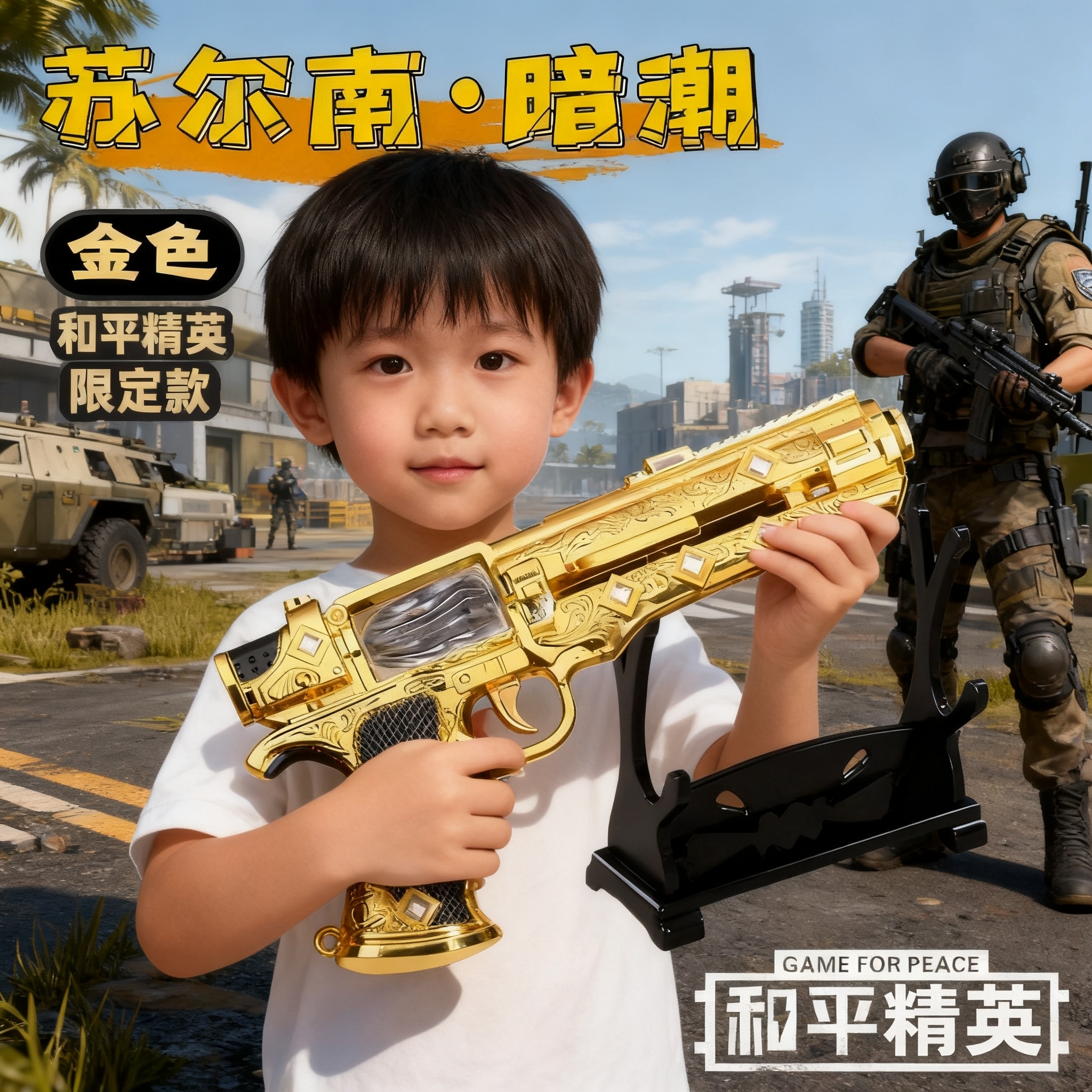 和平精英大号苏尔南暗潮手枪模型地铁逃生周边男孩子玩具传世武器