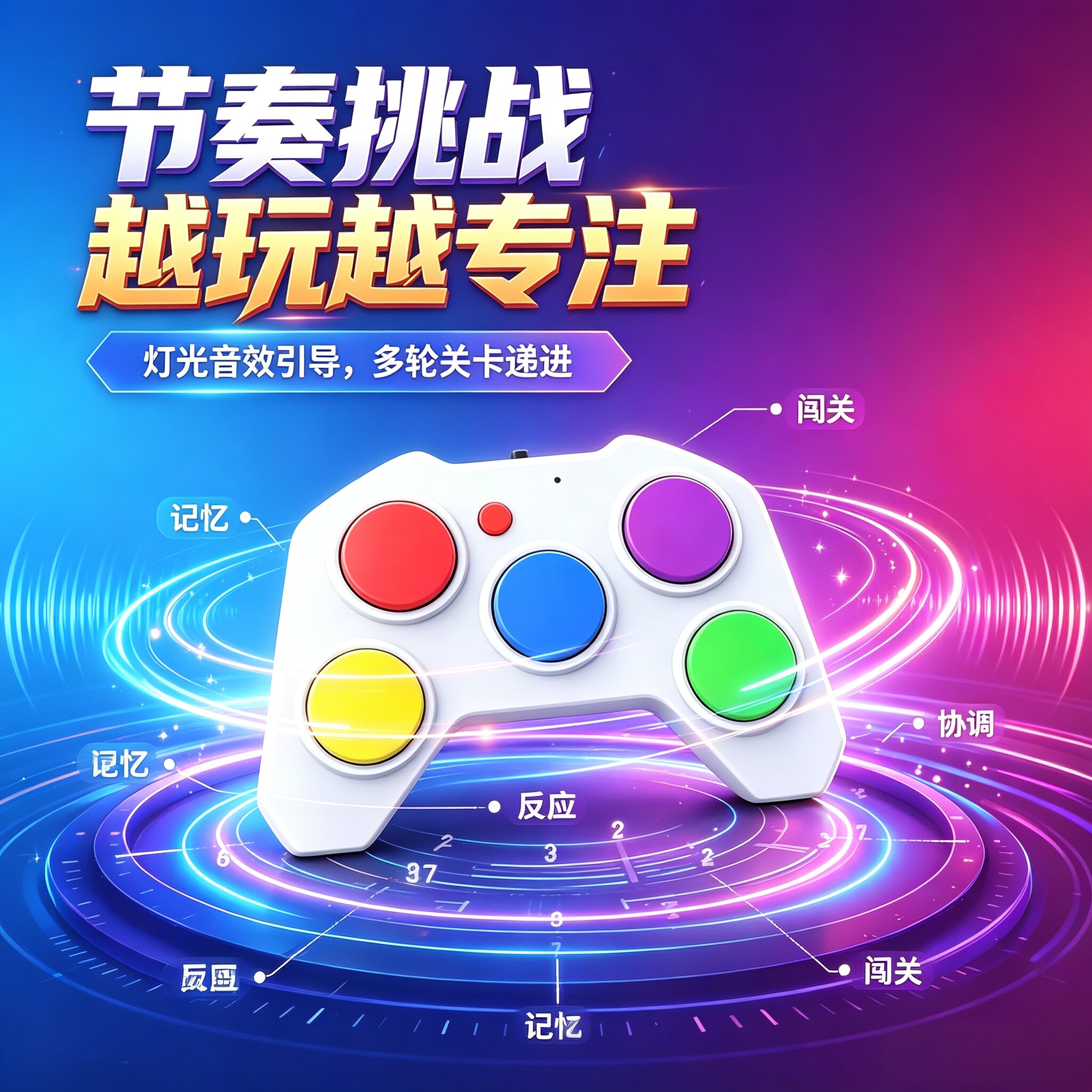 儿童专注力训练动感节奏游戏机手眼协调反应训练按键线游戏手柄