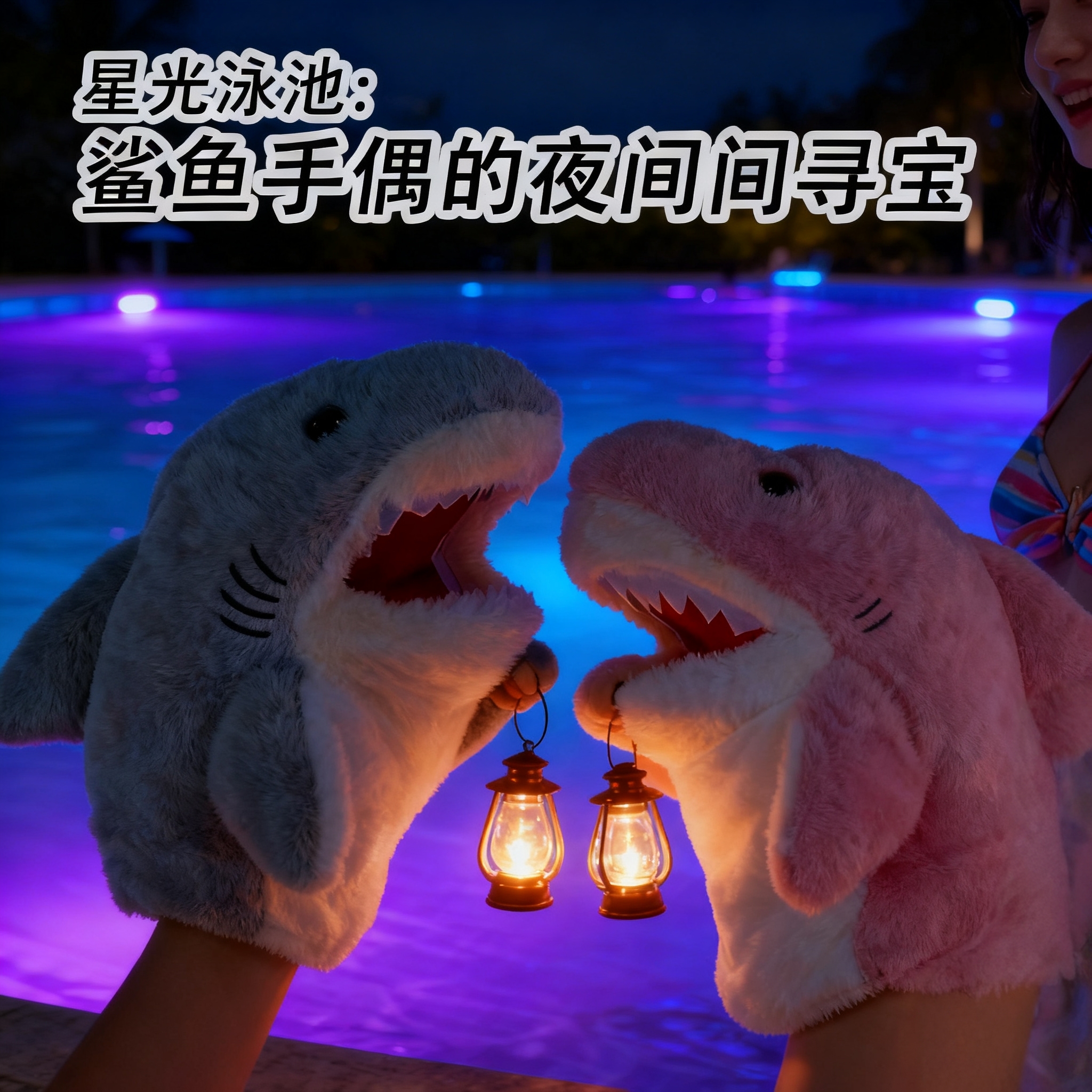 小鲨鱼手偶手套毛绒玩具情侣整蛊互动玩偶生日礼物鲨鱼公仔娃娃