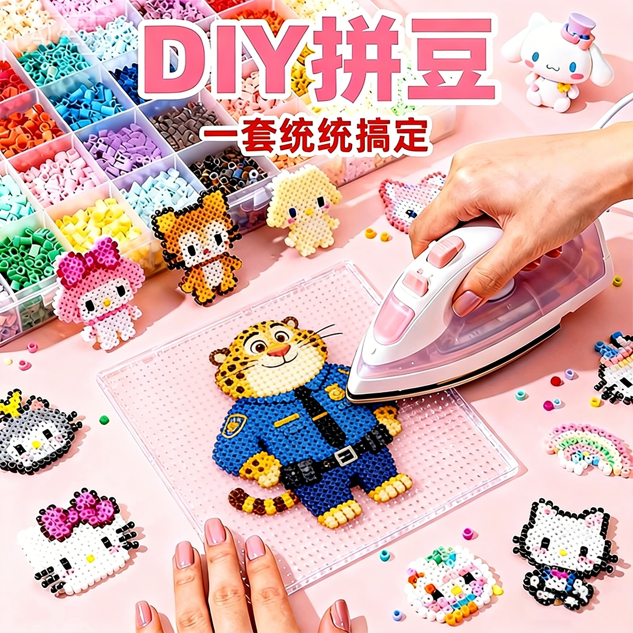 拼豆材料包全套儿童手工DIY工具包拼豆豆补充装融合豆儿童玩具,玩具/童车/益智/积木/模型,过家家玩具,淘宝优惠券,粉丝福利购,淘宝优惠卷