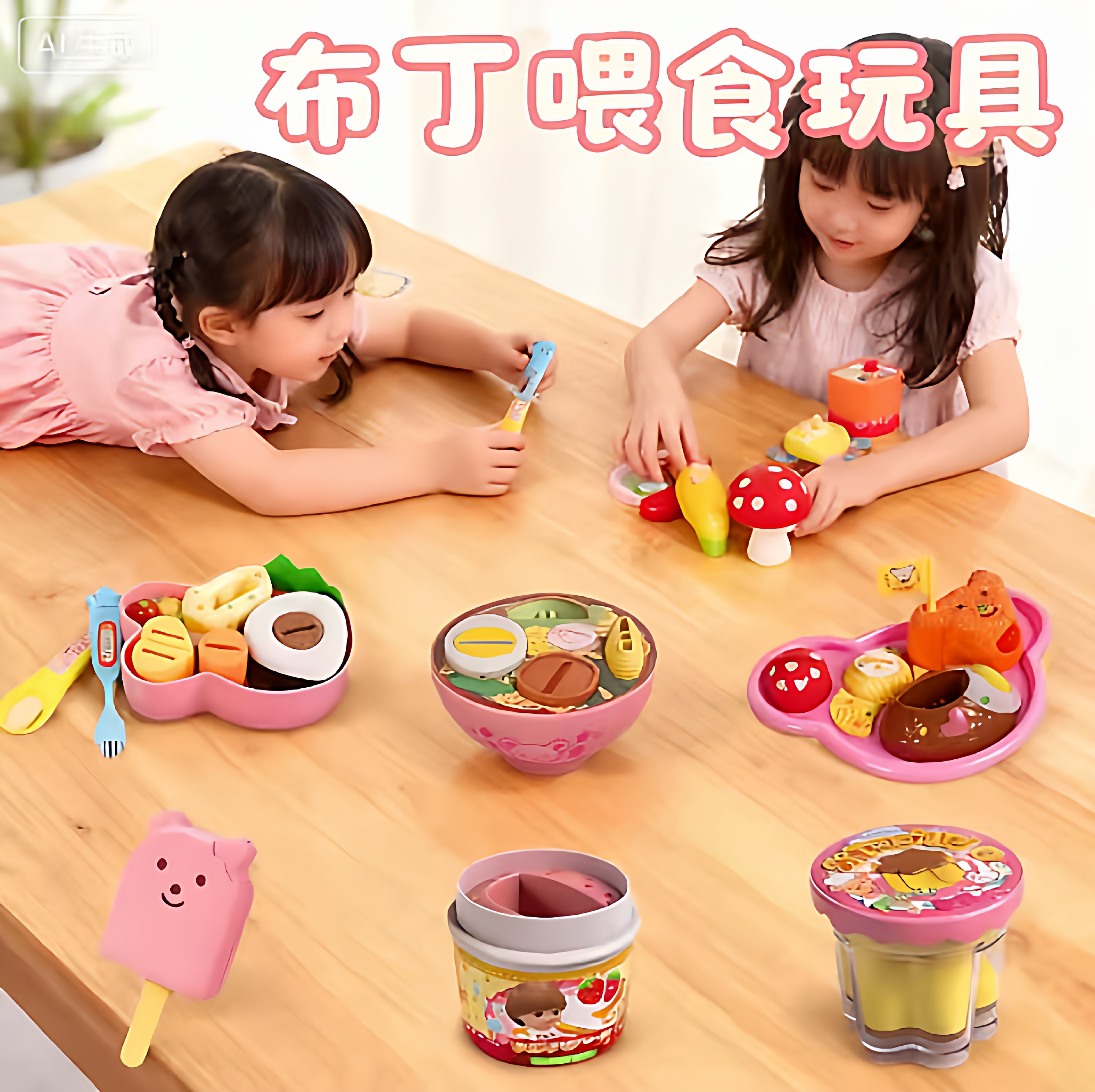 正版咪露布丁喂食玩具儿童过家家冰淇淋拉面喂食玩具全套益智玩具