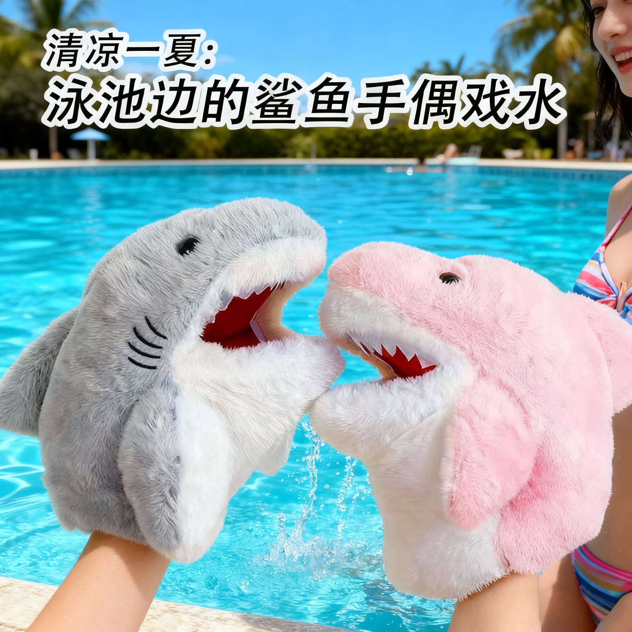 鲨鱼手偶毛绒玩具鲨鱼公仔小布娃娃可爱智趣互动送女友朋友礼物